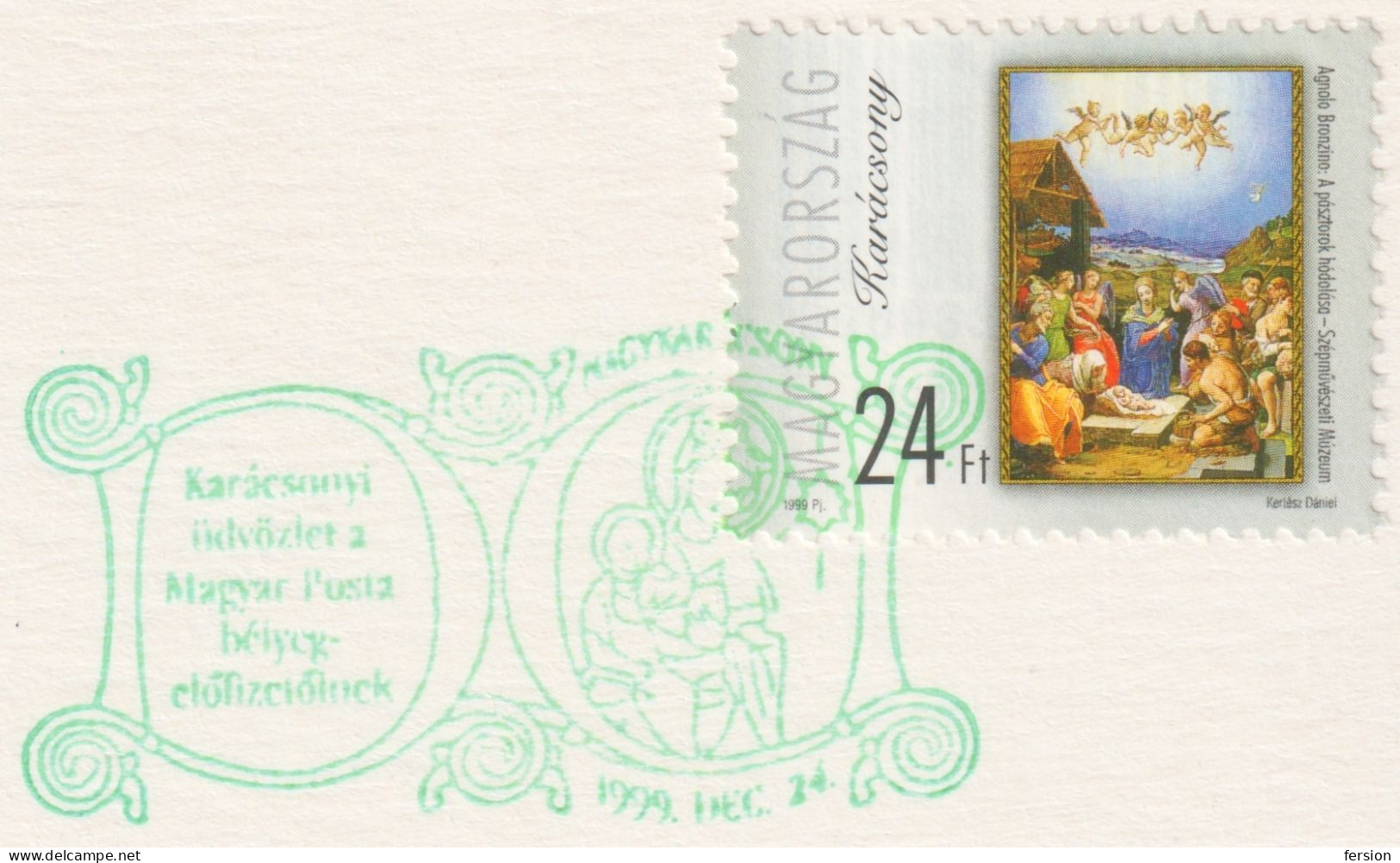 CHRISTMAS Gift POSTCARD For Stamp Collectors Subscriber RRR Three Kings Jesus Mary 1999 Hungary FILAPOSTA FDC Postmark - Weihnachten