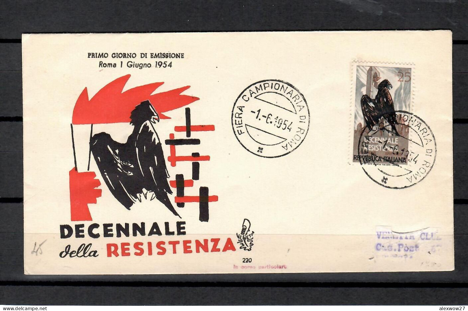 Italia / Repubblica 1954  " 10° Resistenza  " FDC / VENEZIA - FDC