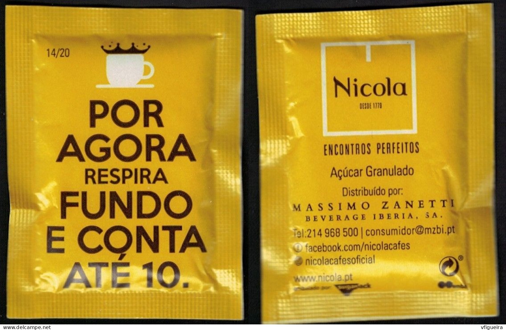 Portugal Sachet Sucre Sugar Bag Cafés Nicola Por Agora Respira Fundo E Conta Até 10 - Azúcar