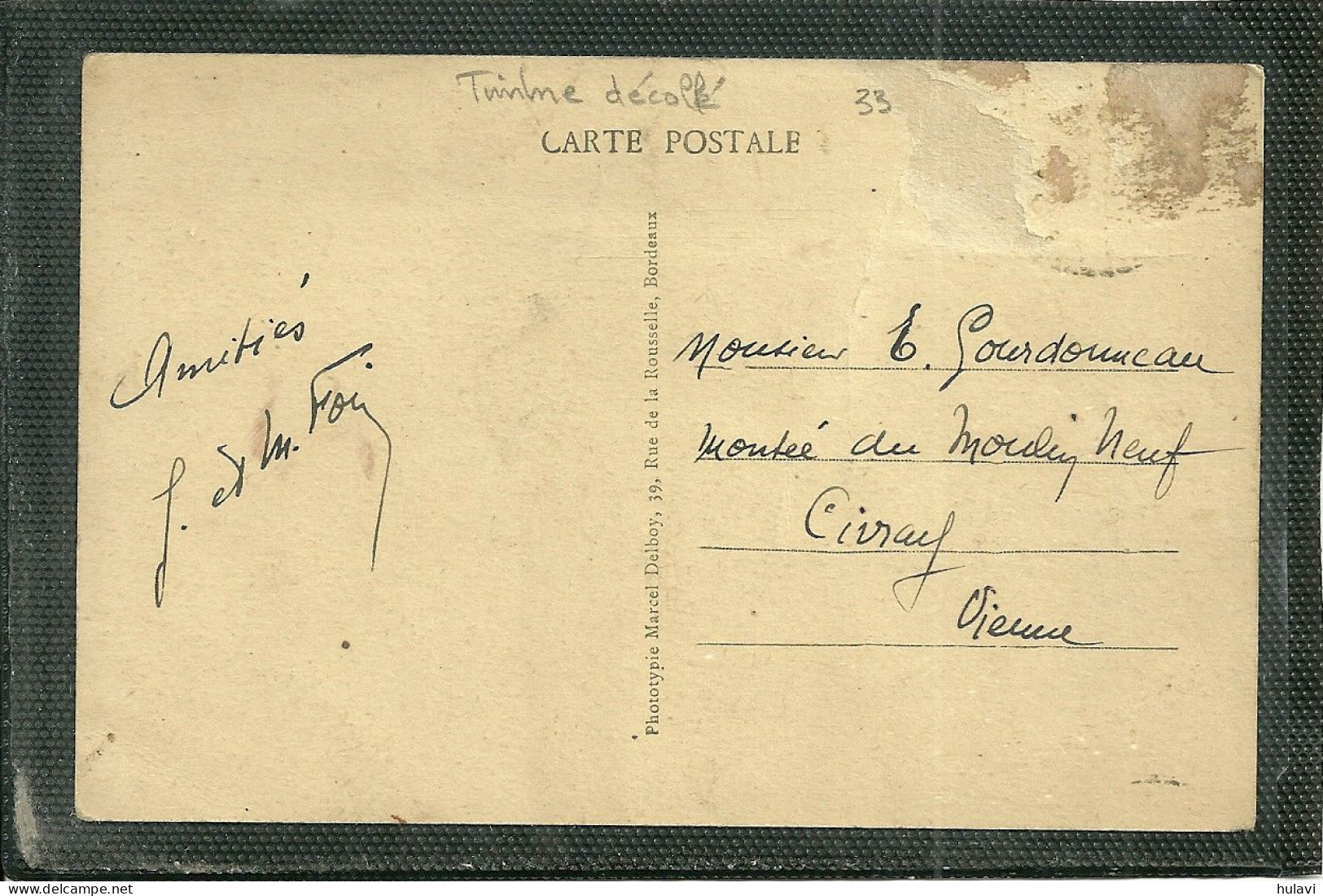 33  GRAND PIQUEY PLAGE - BASSIN D' ARCACHON - LE DEBARCADERE (timbre Décollé) (ref 107) - Autres & Non Classés
