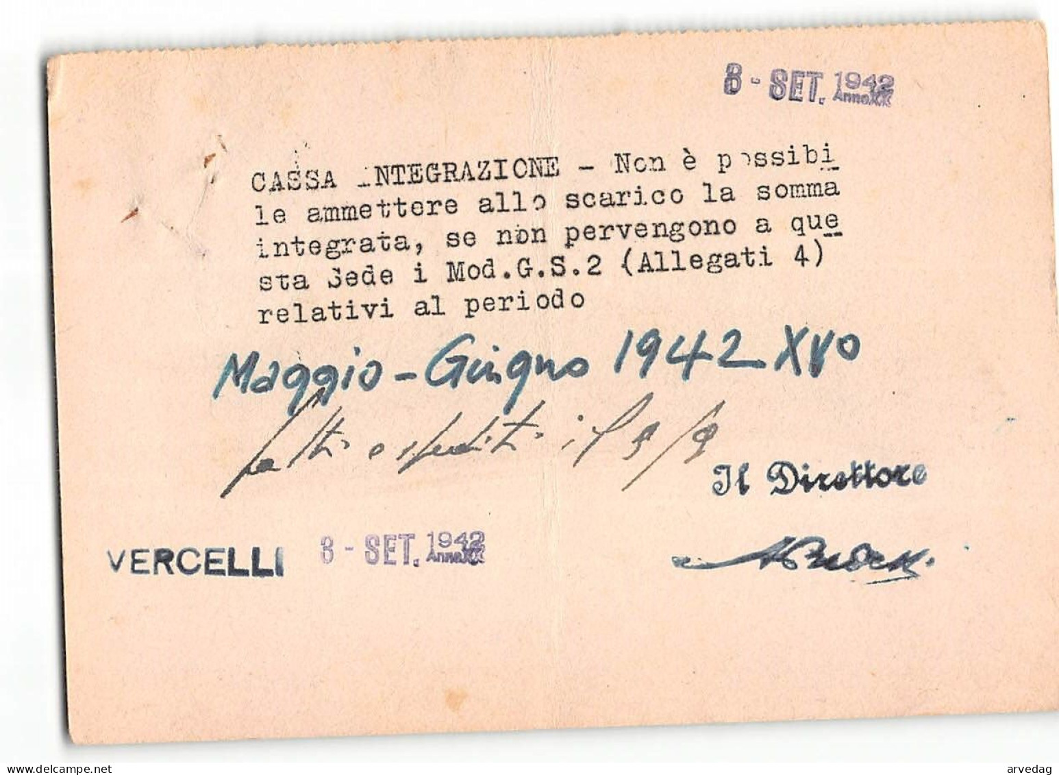 AG2575 IST. NAZ. FASCISTA PREVENZIONE SOCIALE VERCELLI - Storia Postale