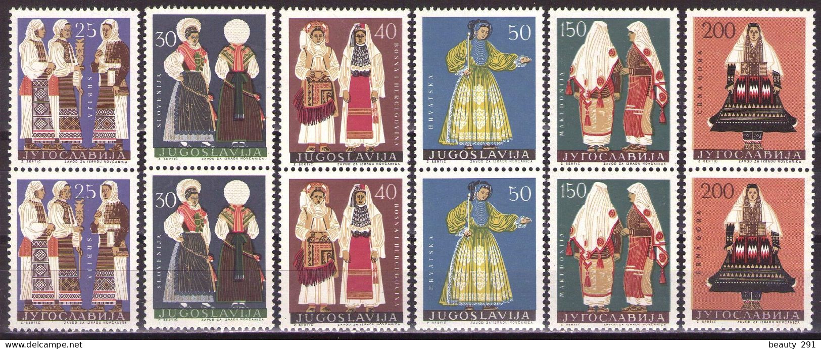 Yugoslavia 1964 - National Costumes - Mi 1085-1090 - MNH**VF - Ungebraucht