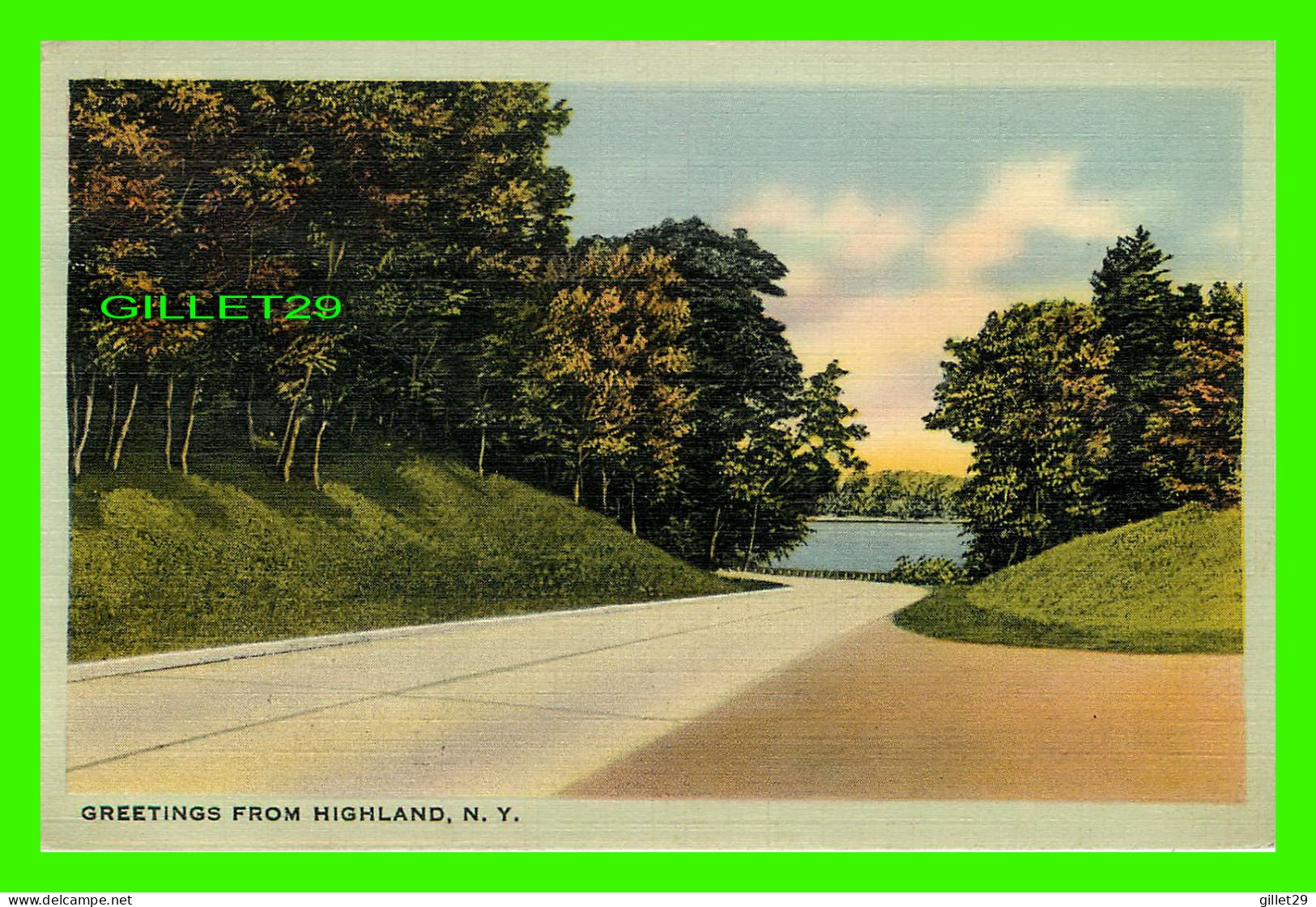 HIGHLAND, NY - VIEW OF THE ROAD - TRAVEL IN 1940 - TICHNOR QUALITY VIEWS - - Autres & Non Classés