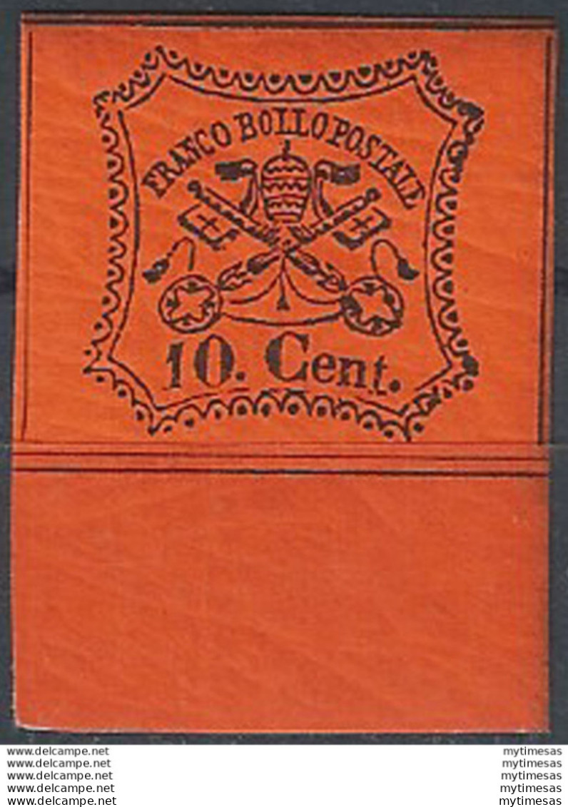 1867 Pontificio 10c. Vermiglio Arancio Bf MNH Sassone N. 17 - Papal States