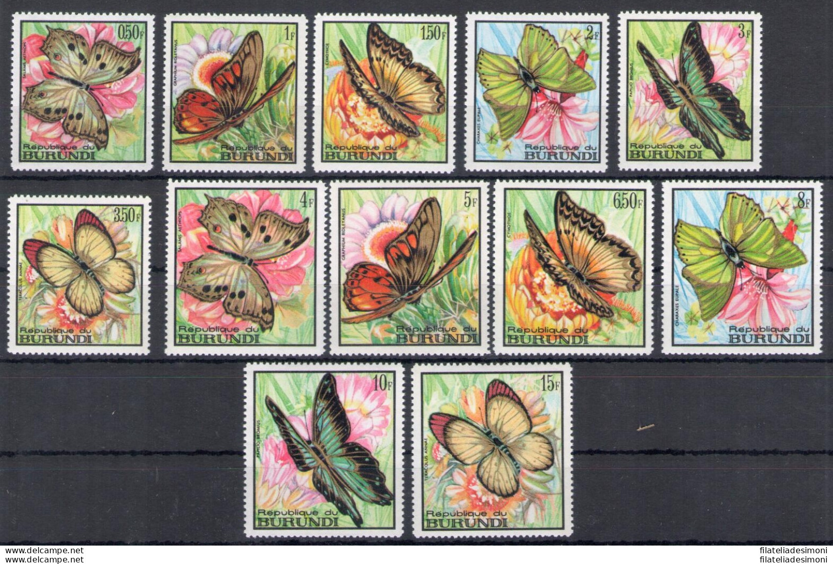 1968 Burundi, Yvert E Tellier N. 270/85 - Farfalle - MNH** - Mariposas