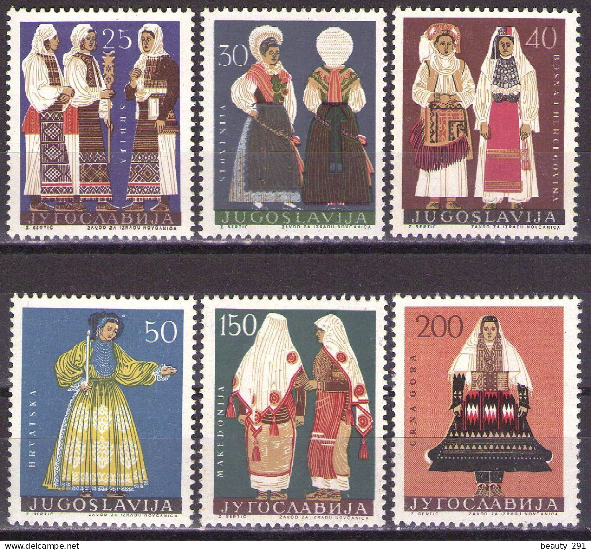 Yugoslavia 1964 - National Costumes - Mi 1085-1090 - MNH**VF - Ungebraucht