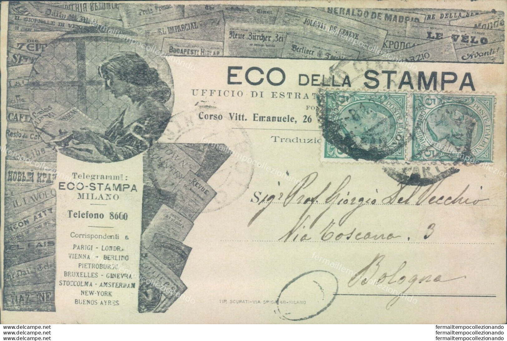 S497 Cartolina Eco Della Stampa Milano 1912 - Milano (Milan)