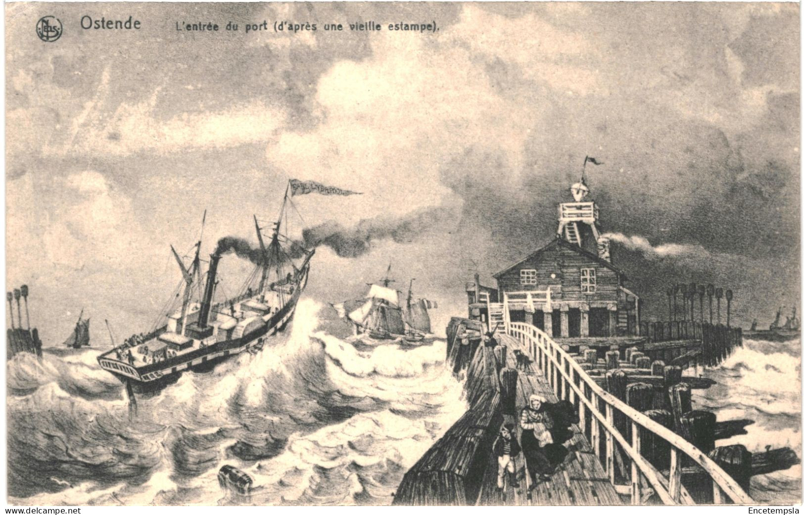 CPA Carte Postale  Belgique Ostende L'entrée Du Port D'après Une Vieille Estampe VM80660 - Oostende