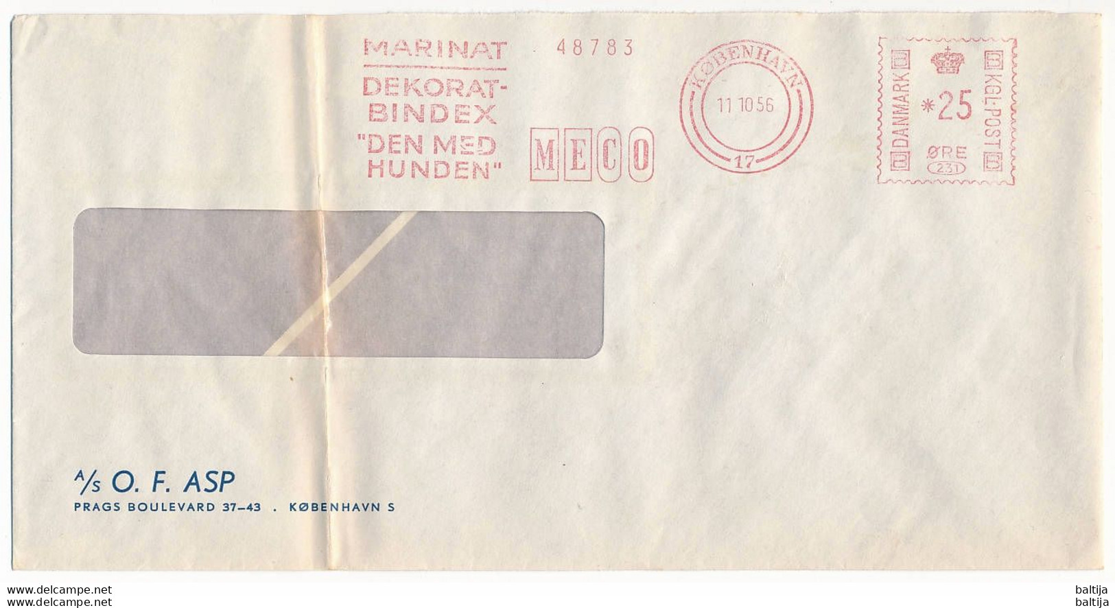 EMA Meter Slogan Cover Hasler / Meco, Marinat, Dekorat-Bindex, Paint - 11 October 1956 København 17 - Briefe U. Dokumente