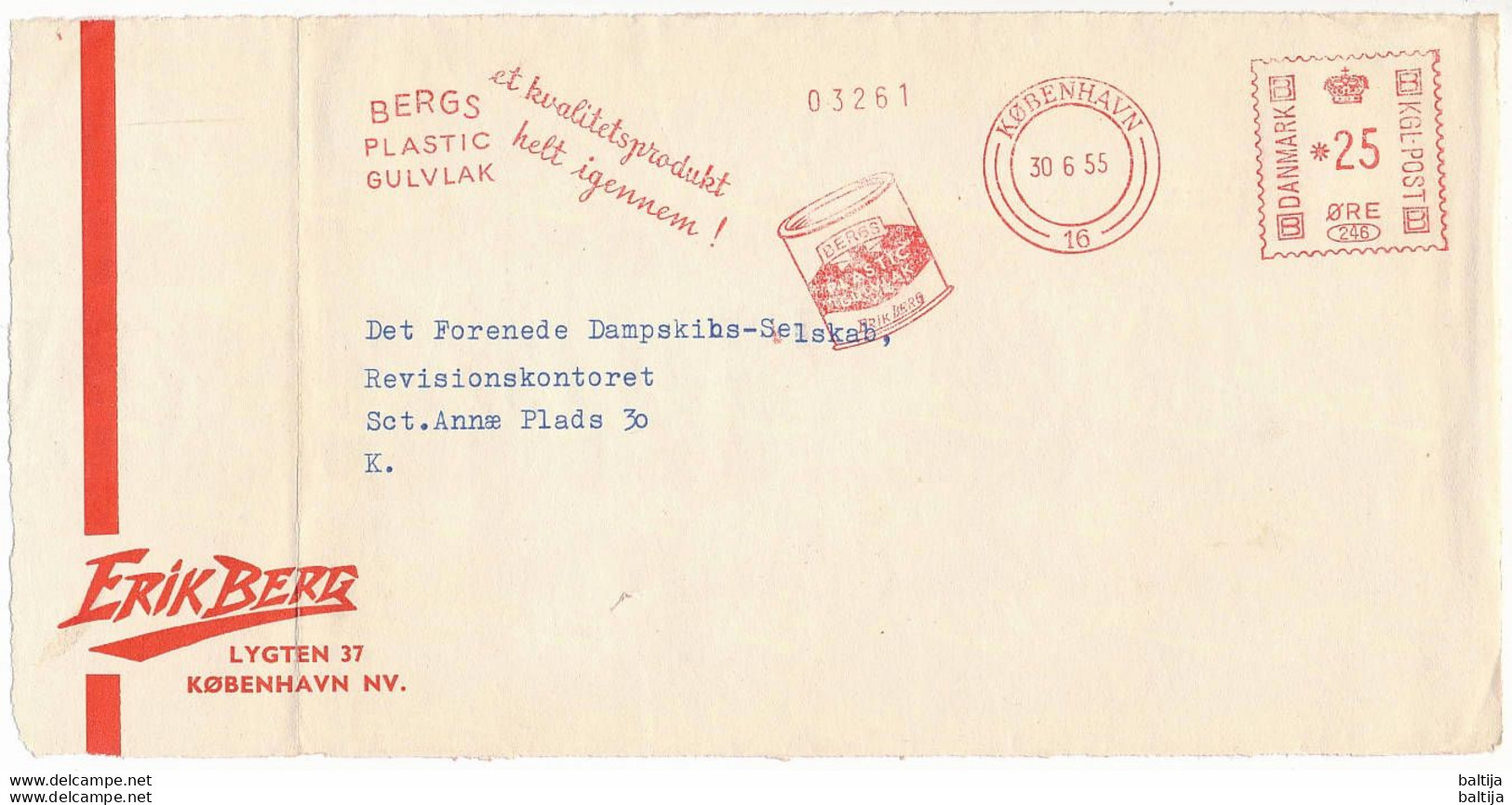 EMA Meter Slogan Cover Front Hasler / Erik Berg, Plastic Varnish - 30 June 1955 København 16 - Brieven En Documenten