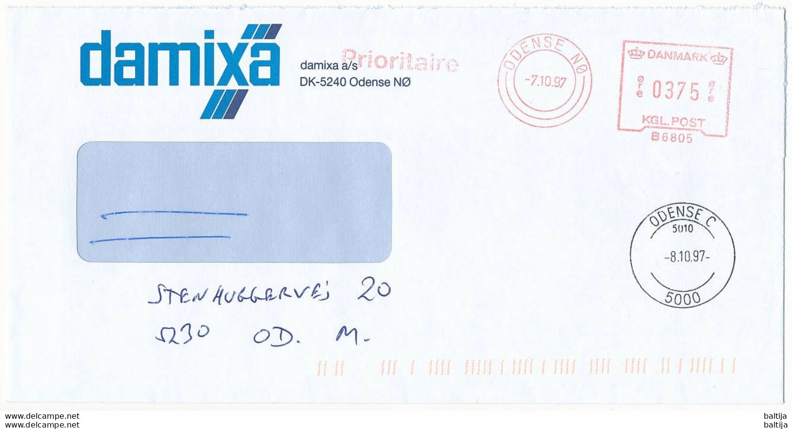 EMA Meter Slogan Cover Hasler / Damixa - 7 October 1997 Odense NØ - Lettres & Documents