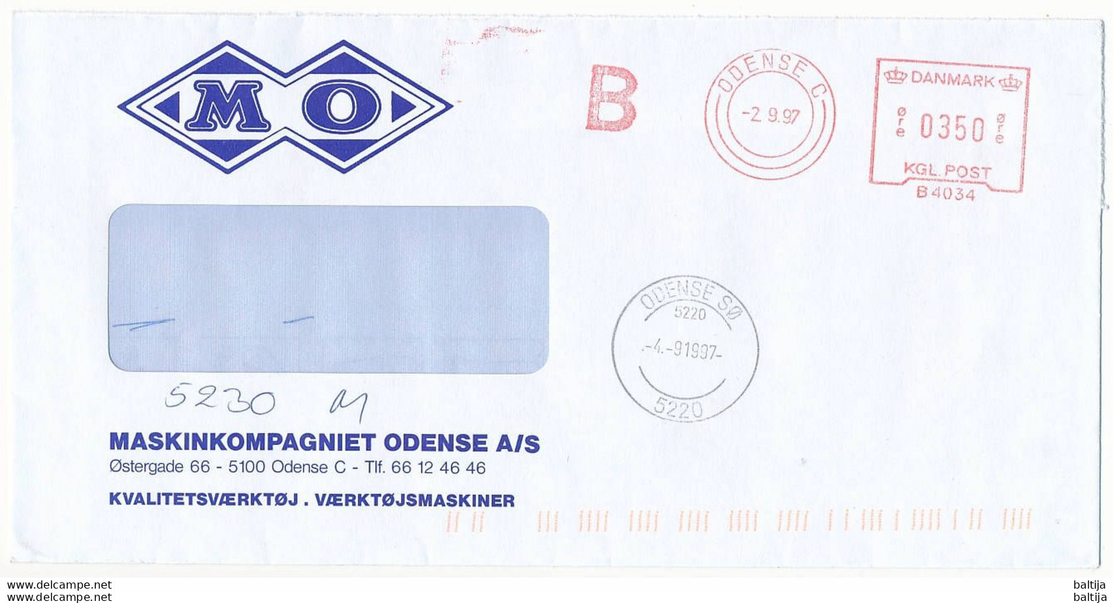 EMA Meter Slogan Cover Hasler / Maskinkompagniet Odense - 2 September 1997 Odense C - Cartas & Documentos