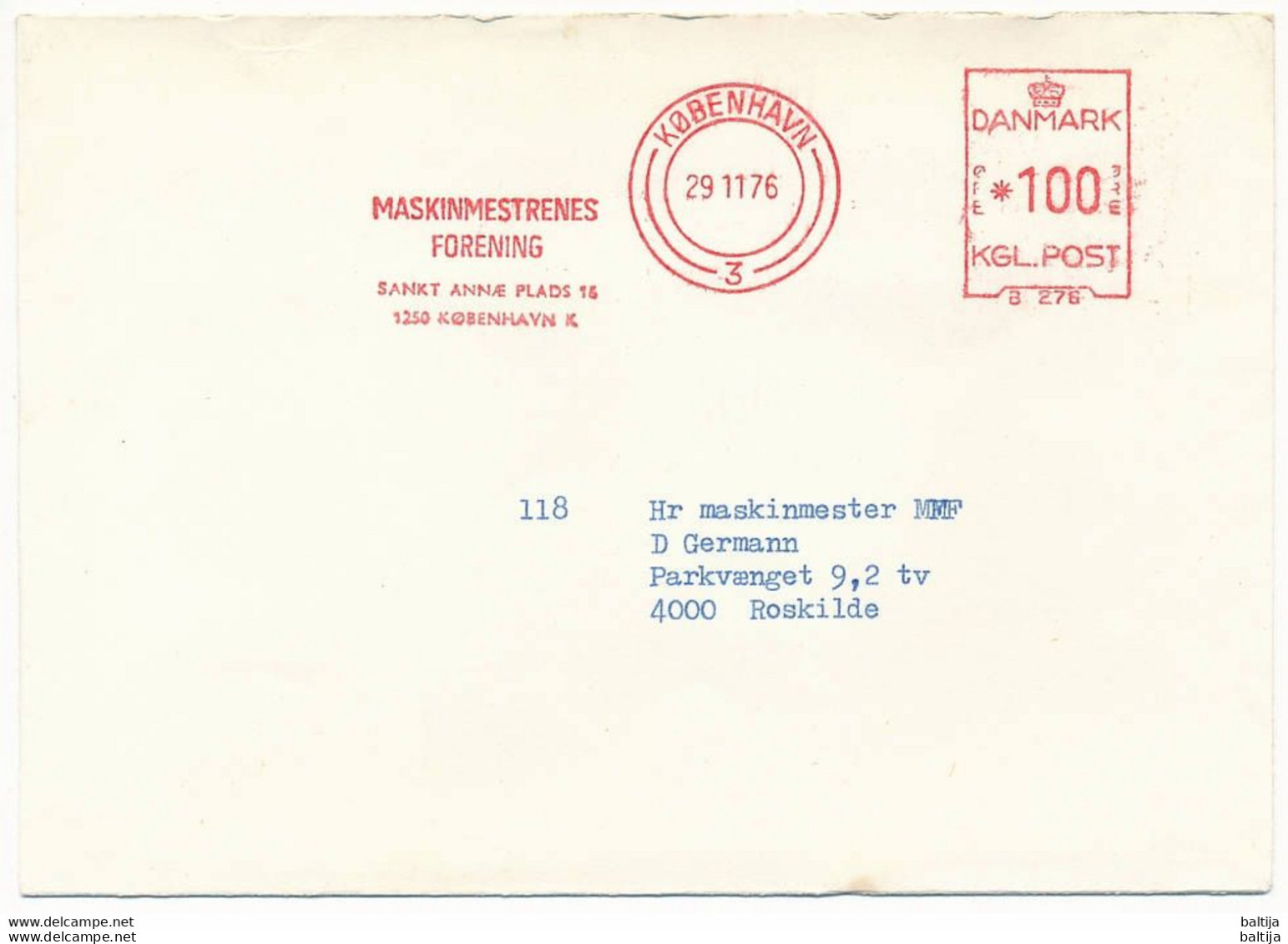 EMA Meter Slogan Cover Hasler / Maskinmestrenes Forening - 29 November 1976 København 3 - Cartas & Documentos