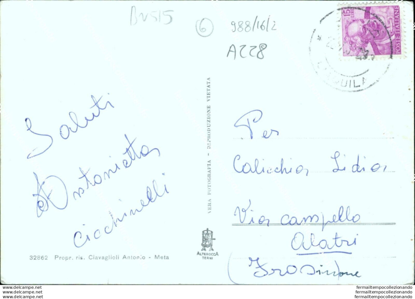 Bn515 Cartolina Meta Di Civitella Roveto Provincia Di L'aquila - L'Aquila