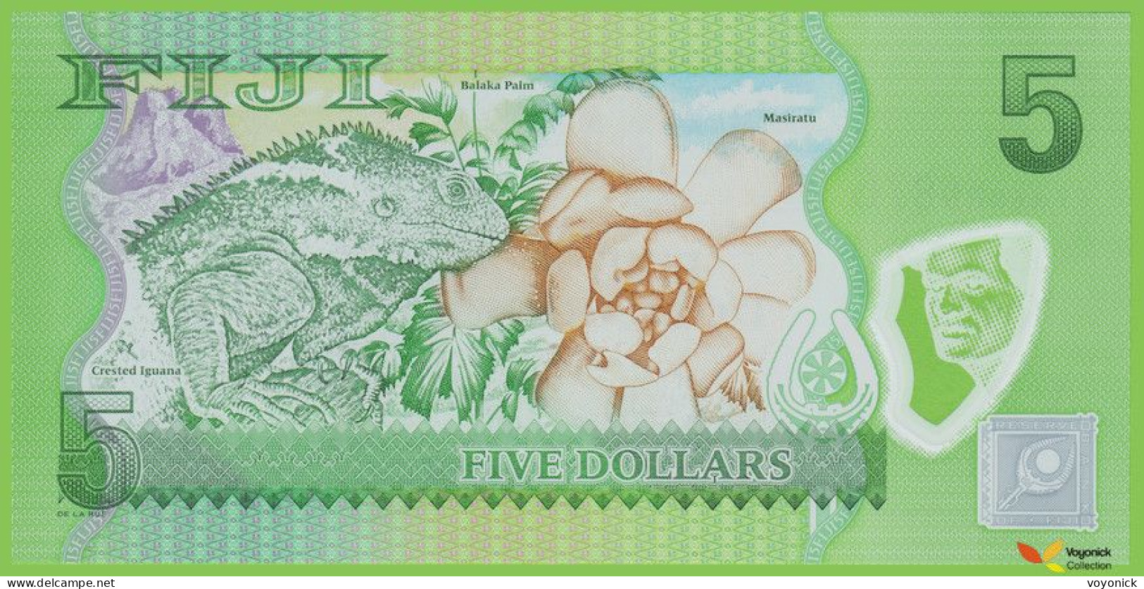 Voyo FIJI 5 Dollars ND(2013) P115 B526a FFA UNC Polymer - Fiji