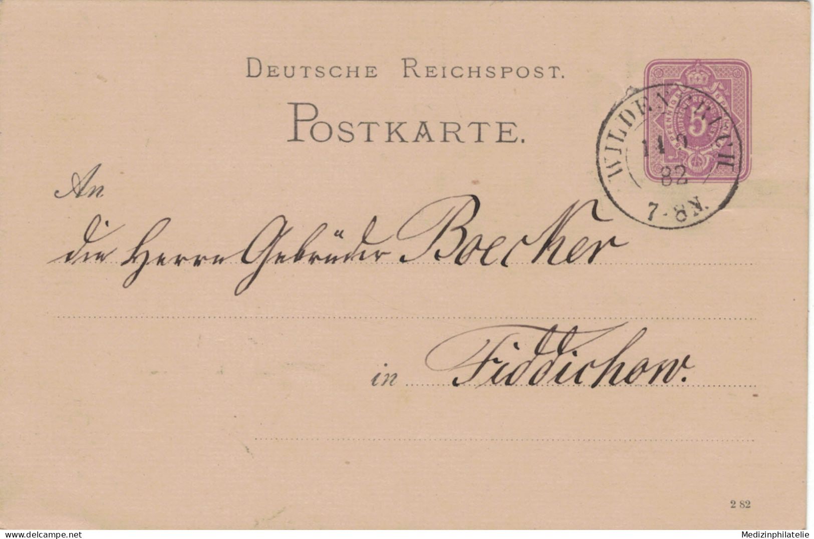 Ganzsache 5 Pfennig - Wildenbruch 1882 > Gebrüder Boerker Fiddichow - Briefkaarten