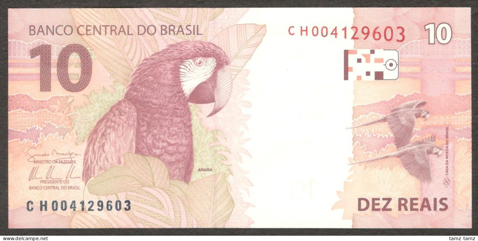 Brazil 10 Reais Parrot Bird P-254 2010 UNC - Brésil