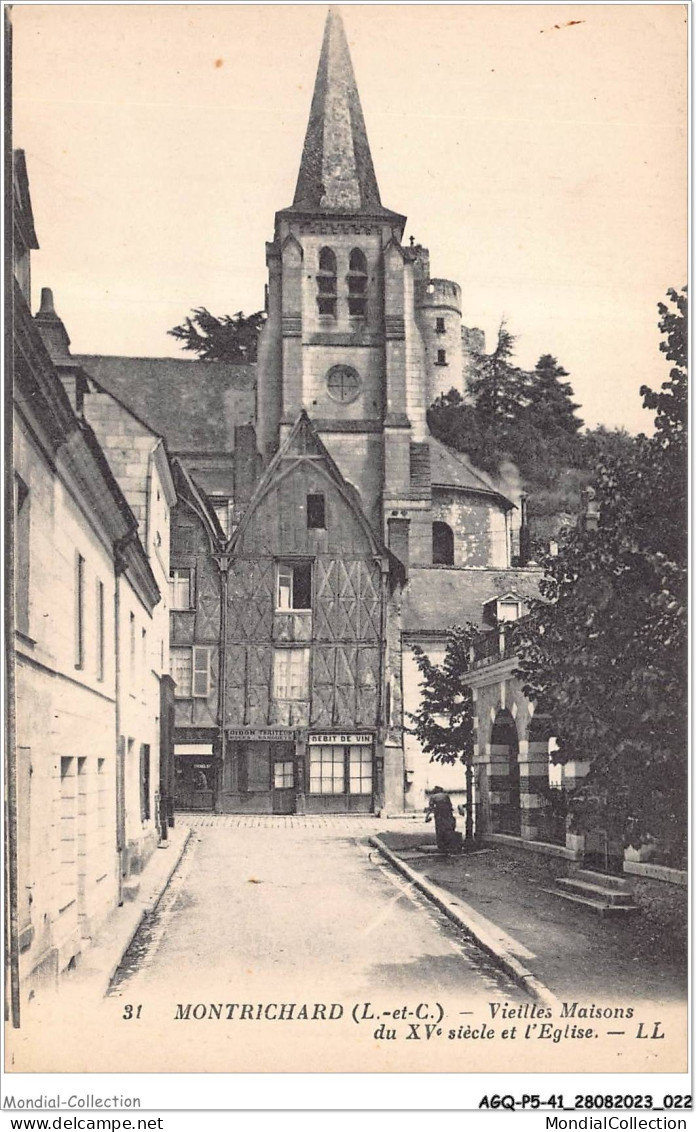 AGQP5-0325-41 - MONTRICHARD - Vieilles Maisons Du XVè Siècle Et L'église - Montrichard