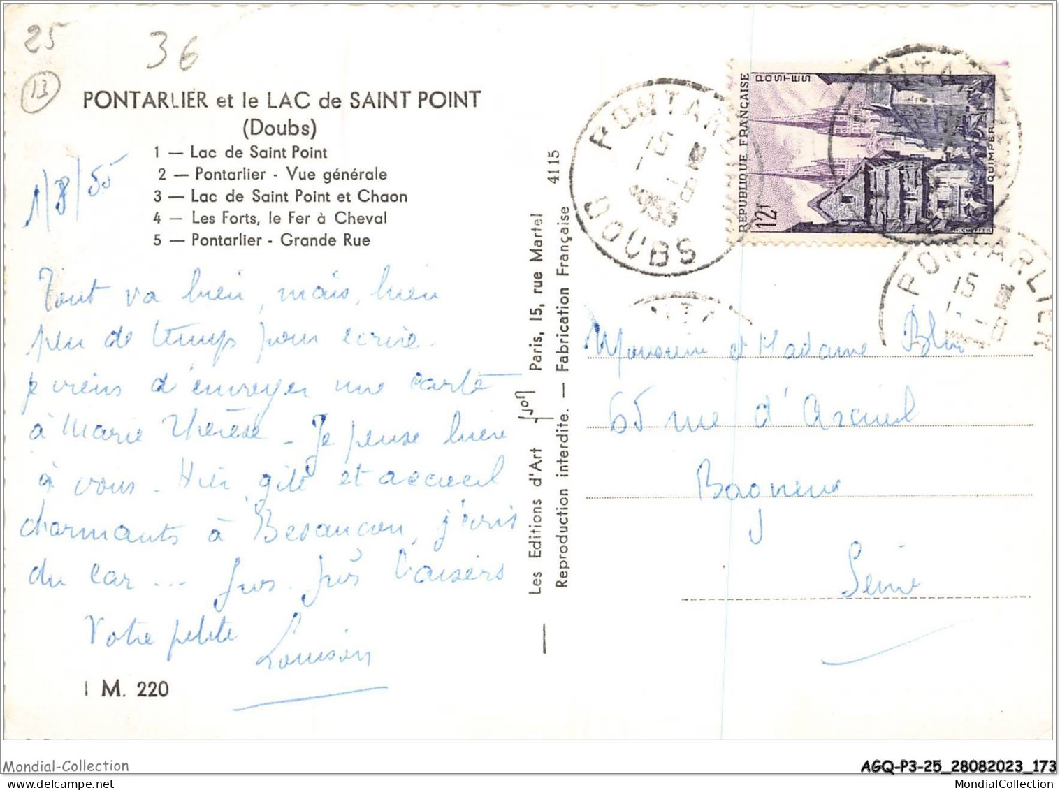 AGQP3-0248-25 - PONTARLIER ET LE LAC SAINT DE POINT - Vue Générale - Les Forts - Le Fer A Cheval - Grande Rue - Pontarlier