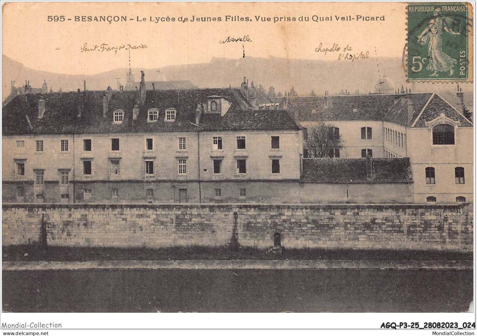 AGQP3-0174-25 - BESANCON - Le Lycée De Jeunes Filles - Vue Prise Du Quai Veil-picard - Besancon