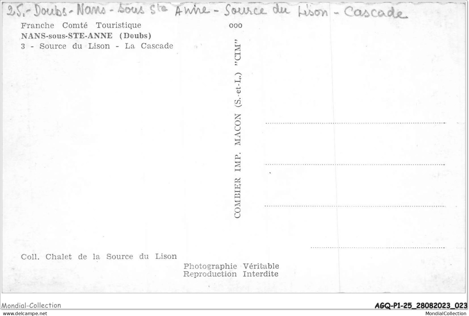 AGQP1-0012-25 - NANS-SOUS-STE-ANNE - Source Du Lison - La Cascade - Besancon