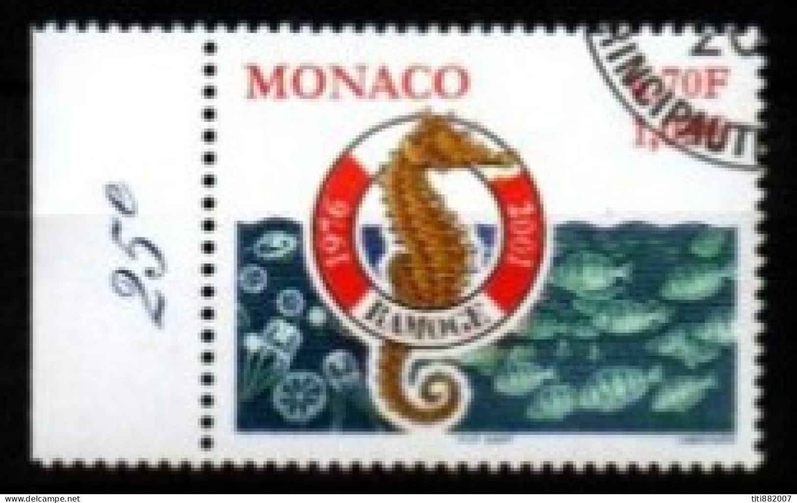 MONACO   -  2000 .  Y&T N° 2284 Oblitéré.  Hippocampe, Poissons, Méduses.... - Usados