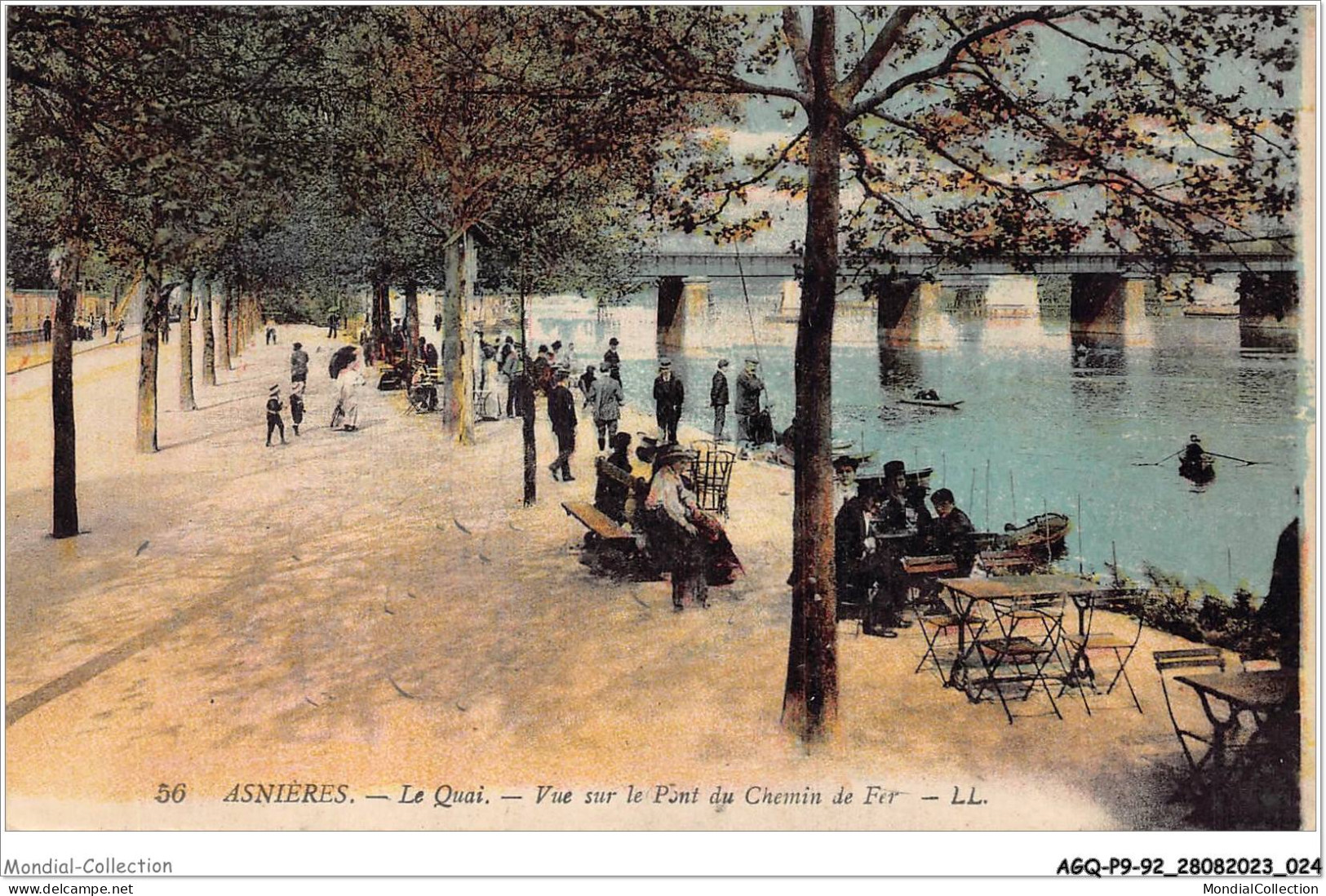 AGQP9-0682-92 - ASNIERES - Le Quai - Vue Sur Le Pont Du Chemin De Fer  - Asnieres Sur Seine