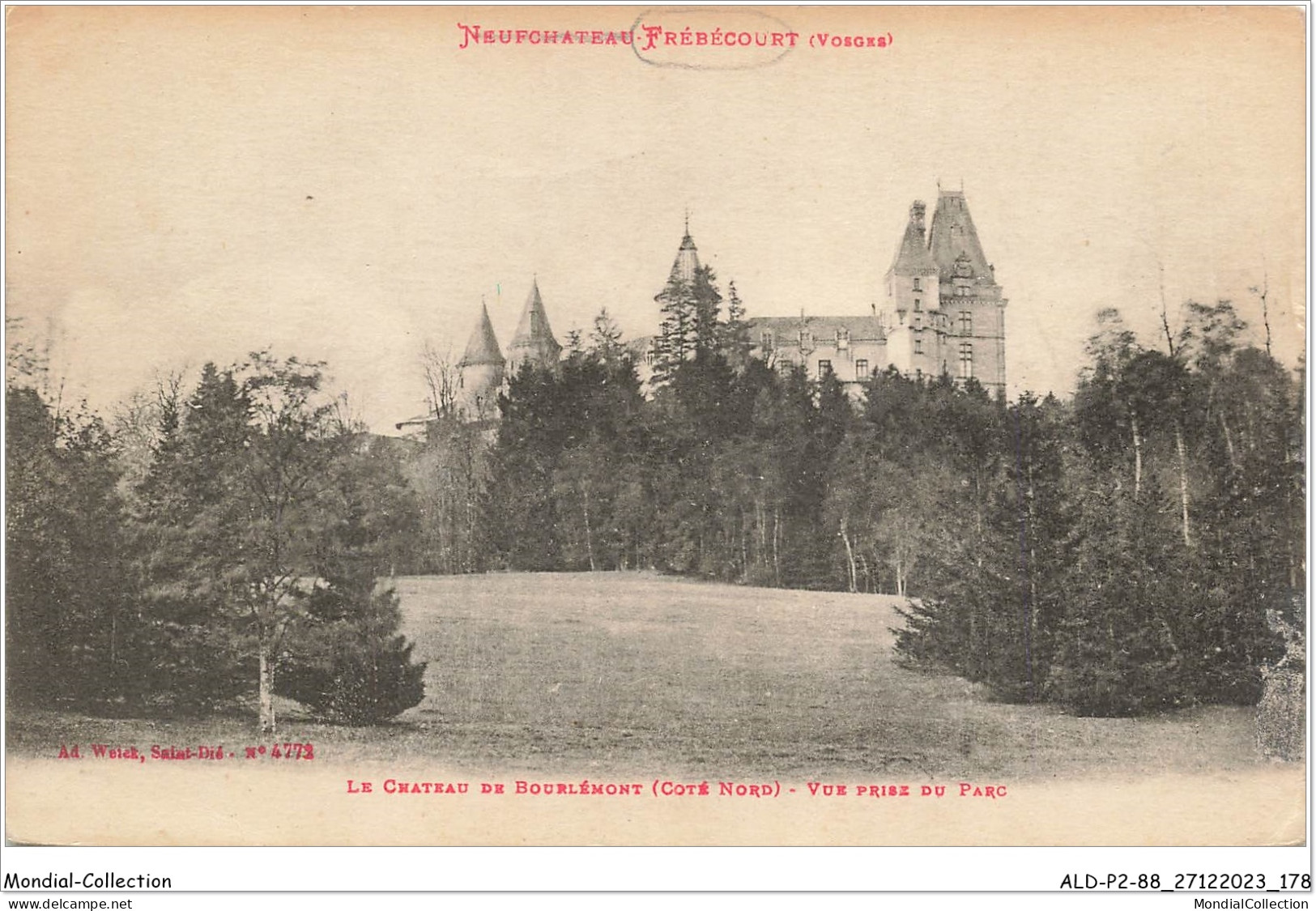 ALDP2-88-0190 - NEUFCHATEAU - FREBECOURT - Le Château De Bourlémont - Vue Prise Du Parc - Neufchateau