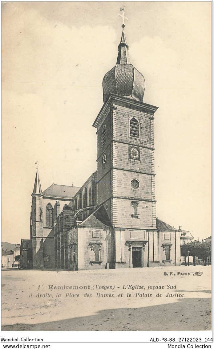 ALDP8-88-0773 - REMIREMONT - L'église - Façade Sud - à Droite - La Place Des Dames Et Le Palais De Justice - Remiremont