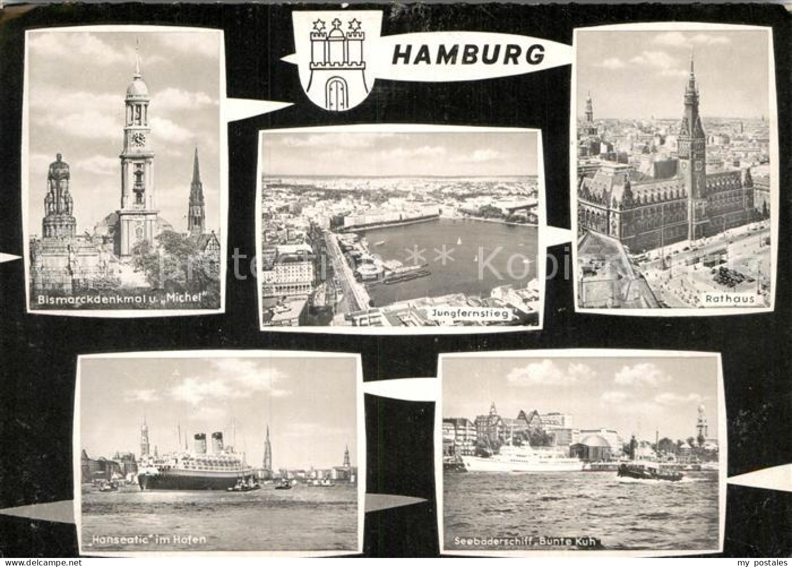 72952656 Hamburg Bismarckdenkmal Und Michel Wahrzeichen Jungfernstieg Rathaus Ha - Andere & Zonder Classificatie