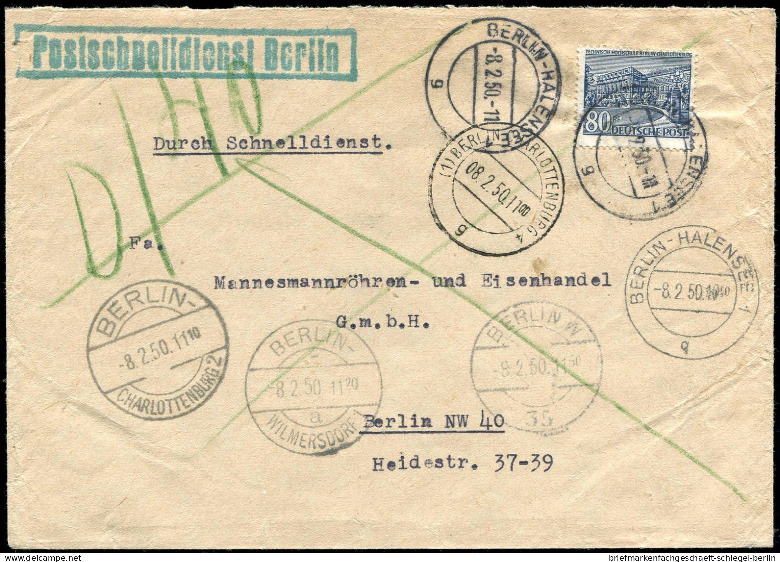 Berlin, 1950, 55 EF, Brief - Sonstige & Ohne Zuordnung