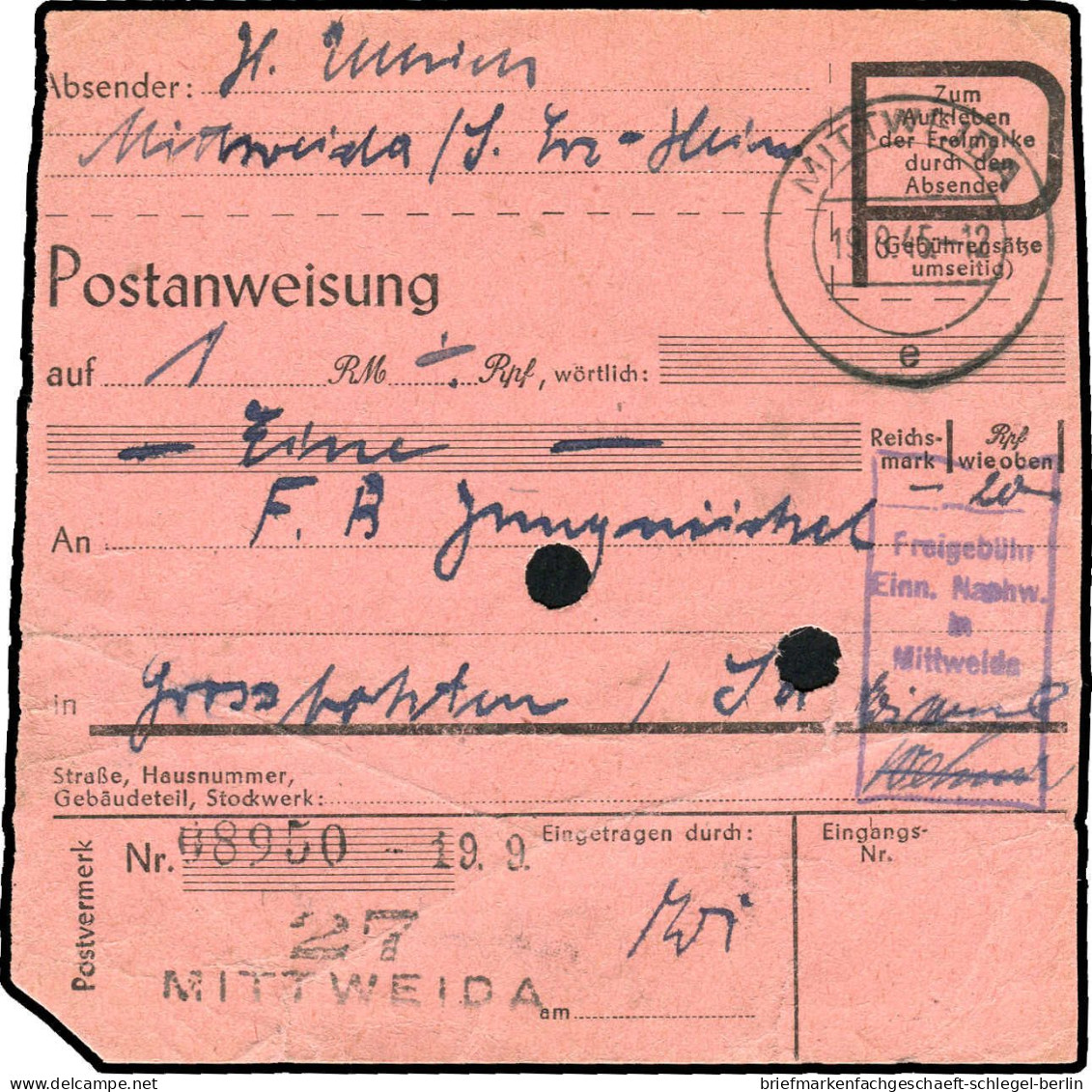 SBZ - Ostsachsen, 1945, Brief - Otros & Sin Clasificación