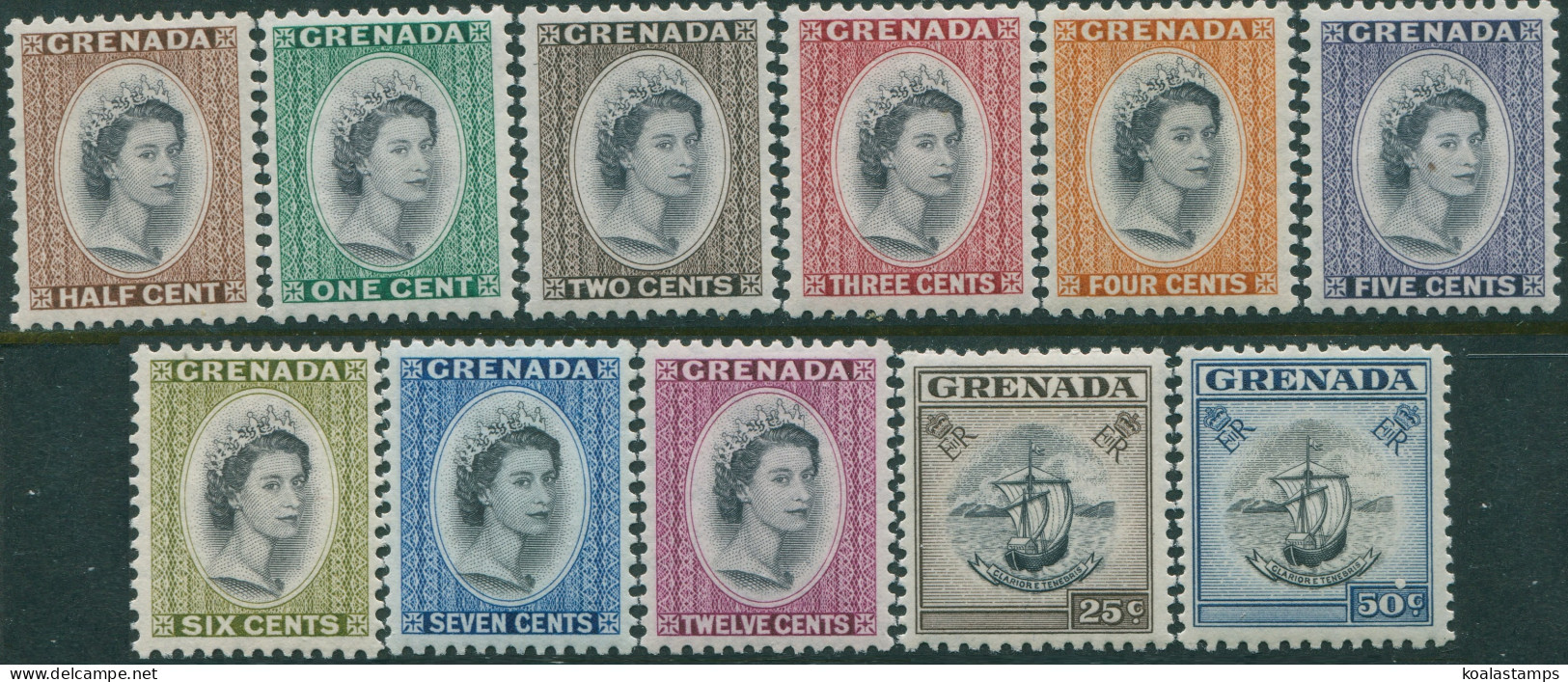 Grenada 1953 SG192-202 QEII And Ships (11) MLH - Grenada (1974-...)