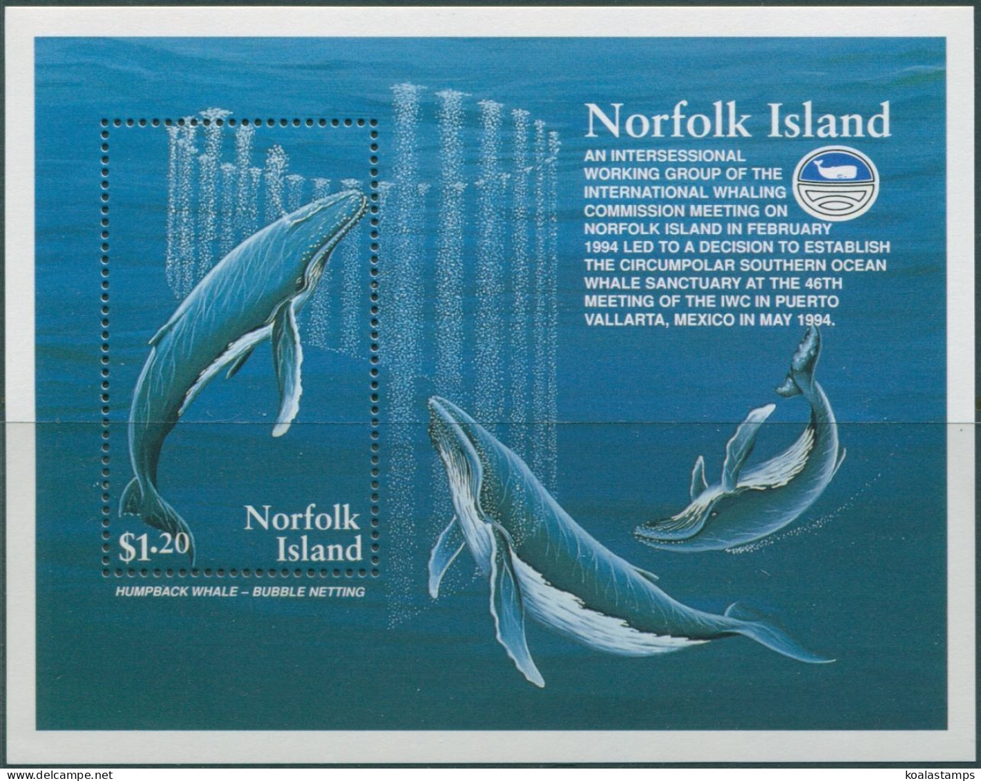 Norfolk Island 1995 SG590 Humpback Whales MS MNH - Ile Norfolk