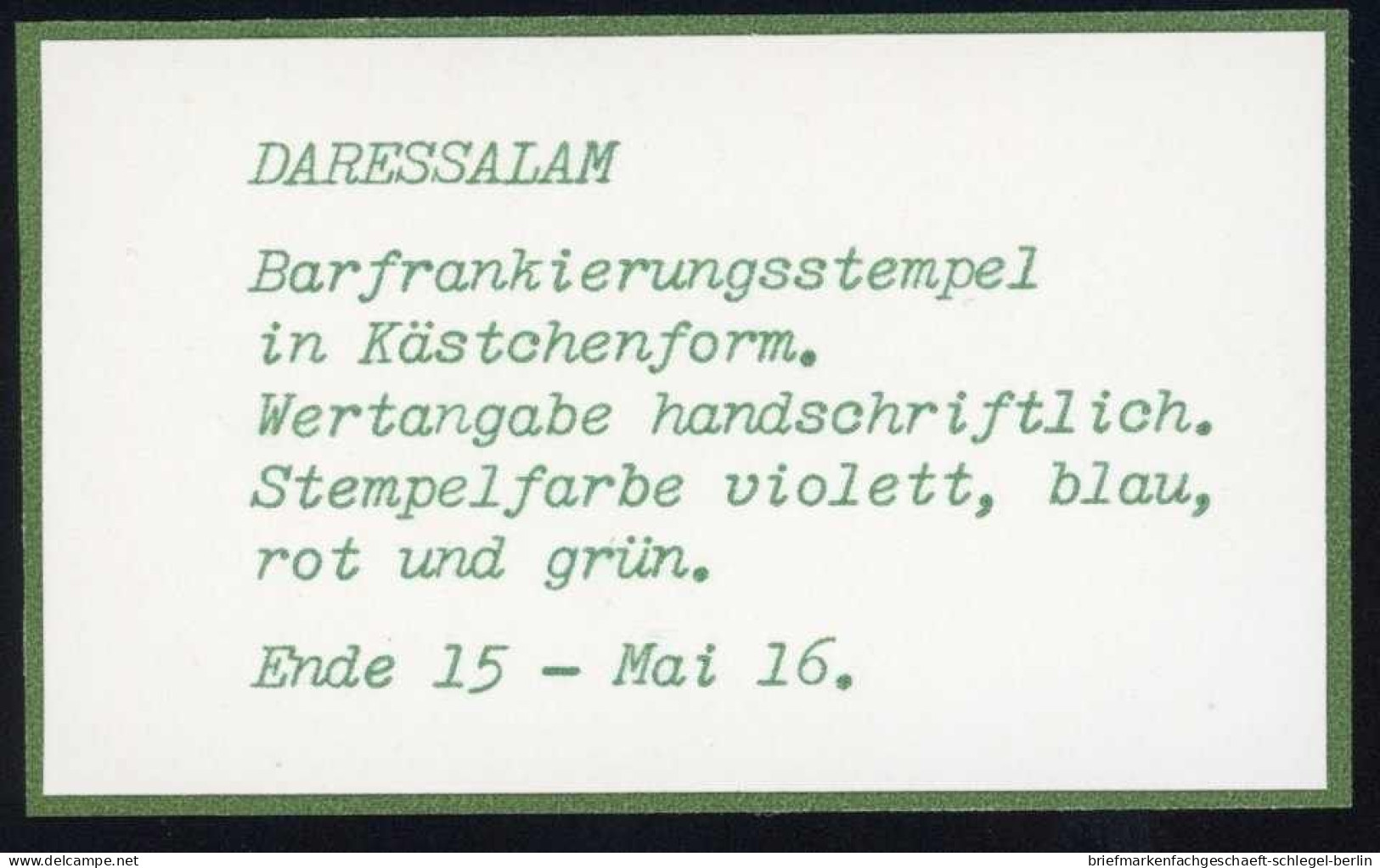 Deutsche Kolonien Deutsch Ostafrika Barfrankierungsstempel, Brief - Ehemalige Dt. Kolonien