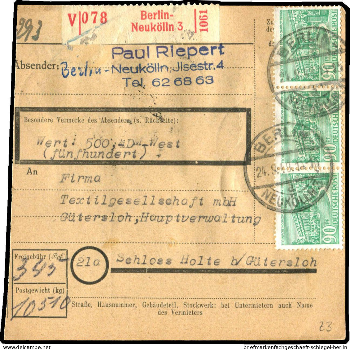 Berlin, 1949, 56(3) + 25, 28(2), Brief - Other & Unclassified