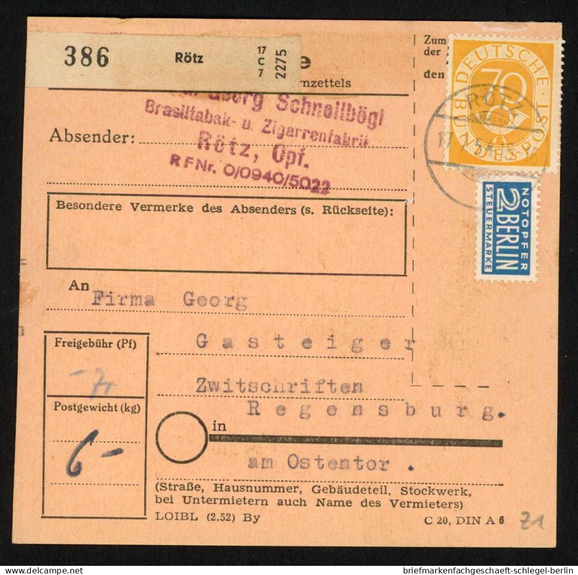 Bundesrepublik Deutschland, 1954, 136 EF, Brief - Sonstige & Ohne Zuordnung