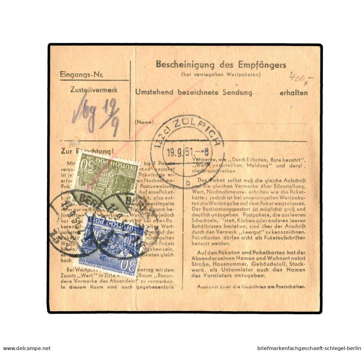 Berlin, 1951, 59 (2) + 51,53, Brief - Altri & Non Classificati