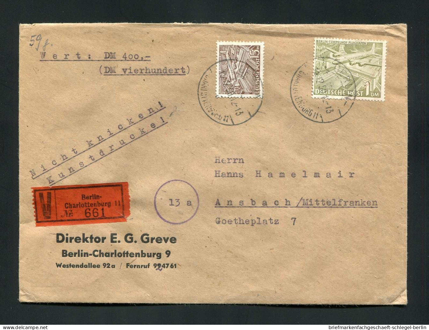 Berlin, 1950, 48 + 57, Brief - Altri & Non Classificati