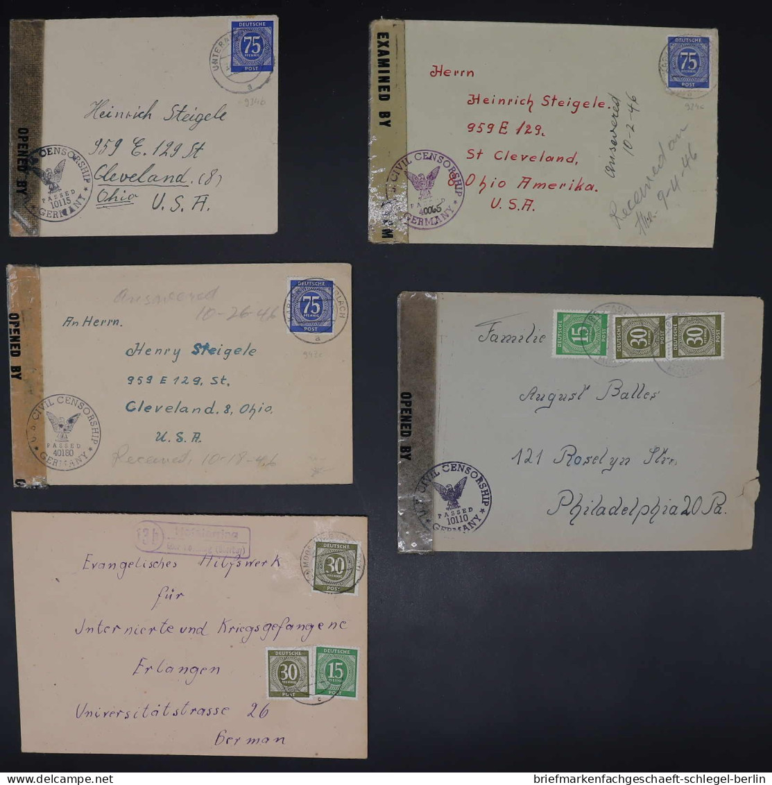Amerik.+Brit. Zone (Bizone), 1946, 934 EF - 922 + 928(2), Brief - Cartas & Documentos