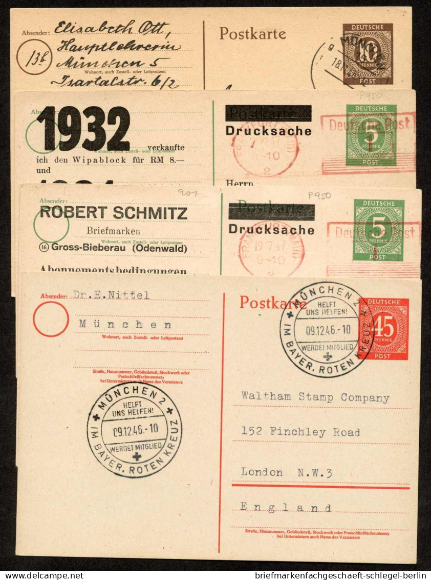 Amerik.+Brit. Zone (Bizone), 1946, P 950 - 955, Brief - Briefe U. Dokumente