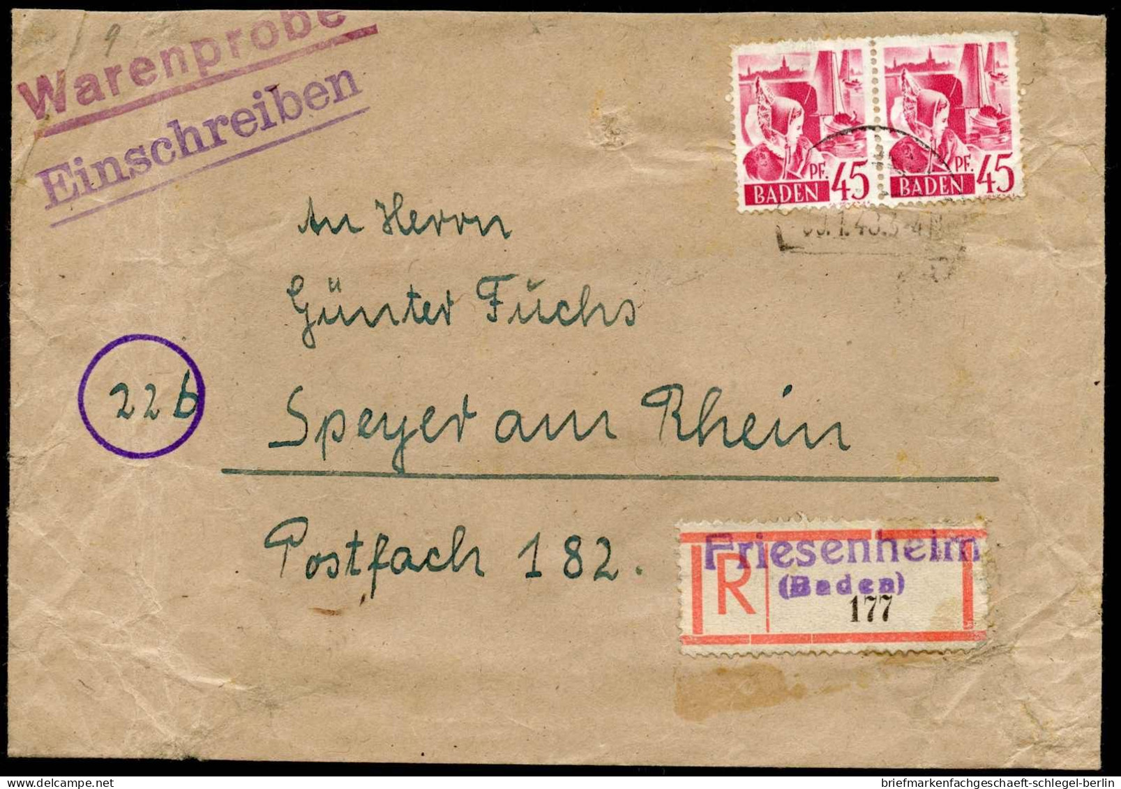 Französische Zone Baden, 1948, 9 (2), Brief - Other & Unclassified