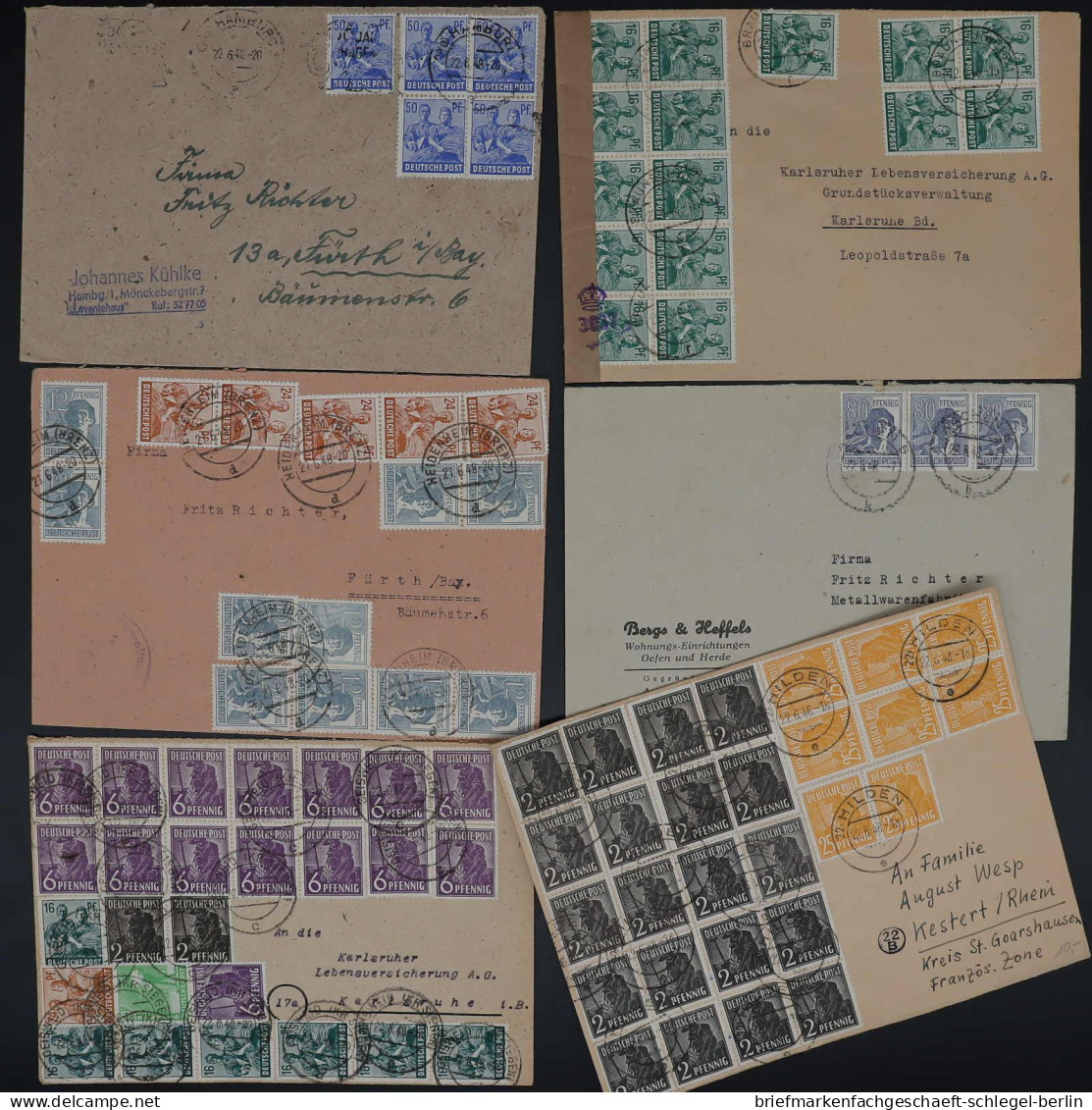 Gemeinschaftsausgaben, 1948, 957 Zf(3) U.a., Brief - Autres & Non Classés