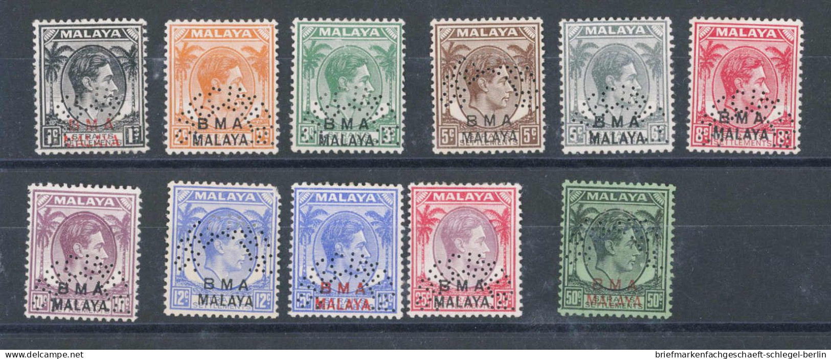 Malaiischer Staatenbund Brit. Milit. Verw., 1945, 1-13, 15 Spec. ... - Asia (Other)