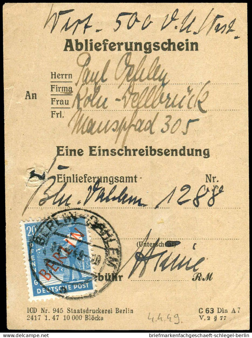 Berlin, 1949, 26 EF, Brief - Autres & Non Classés