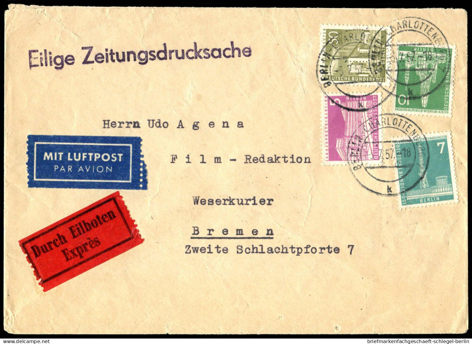 Berlin, 1957, 141+142+144+150, Brief - Otros & Sin Clasificación