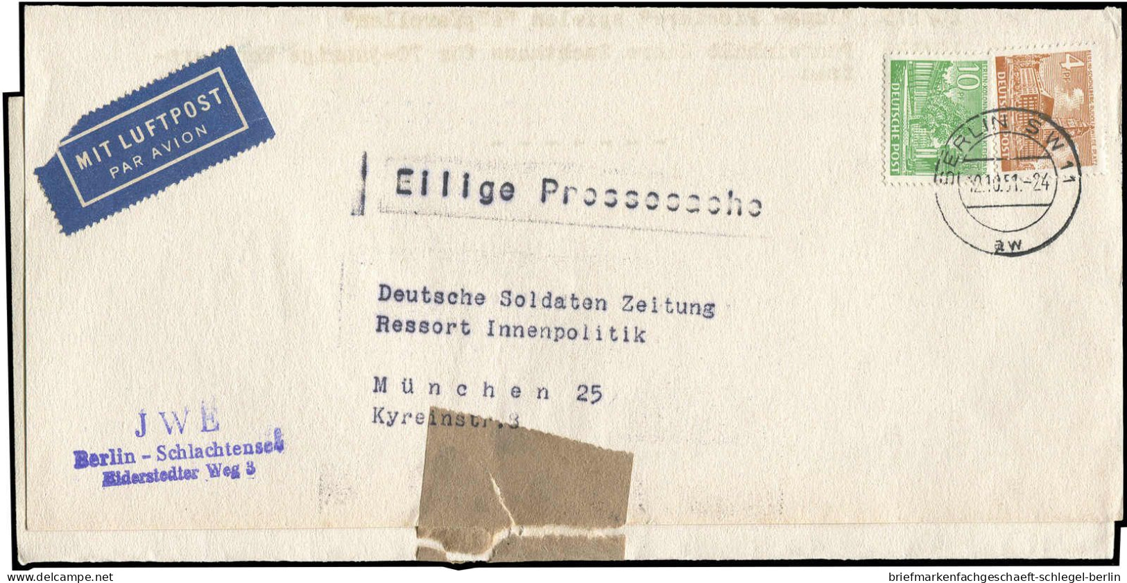 Berlin, 1951, 43 + 47, Brief - Other & Unclassified