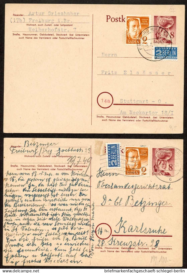 Französische Zone Baden, 1949, P 1 + 28, Brief - Other & Unclassified