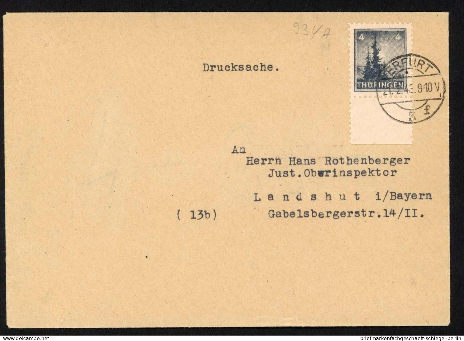 SBZ - Thüringen, 1945, 93y, Brief - Other & Unclassified