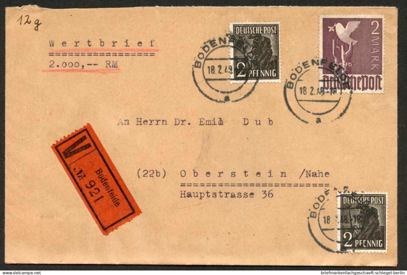 Gemeinschaftsausgaben, 1948, 960 + 943(2), Brief - Otros & Sin Clasificación